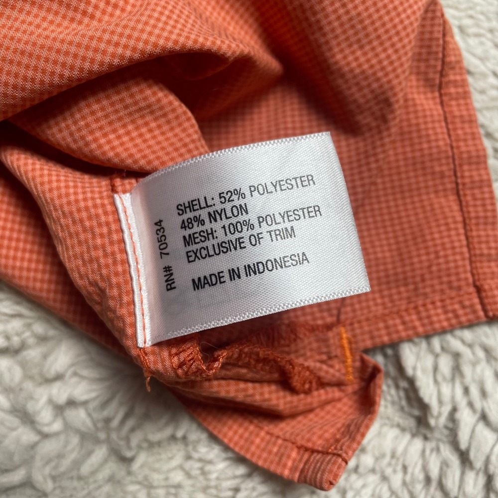 Orvis Mens Large Orange Micro Check Short Sleeve Vented Fishing Shirt Button Up - Picture 15 of 16